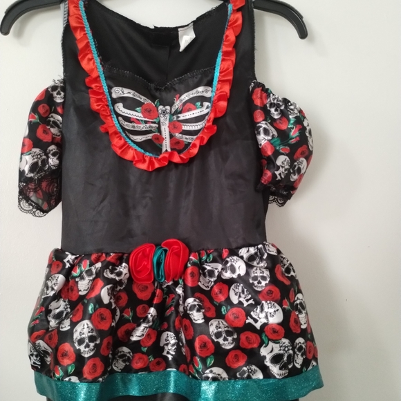 Day of the Dead/Coco Dress Costume With Headband Kids Size L 10-12 - Picture 5 of 9